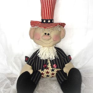 Uncle Sam Doll  | Patriotic decor | 4th of July decor | Red white blue decoration | Primitive Patriotic doll | Americana decor |  USA decor