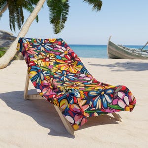 Graffiti Flowers Beach Towel, Summer Towel, Beach Accessory, Pool Towel