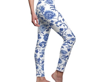 Blauw-witte dameslegging, yogabroek