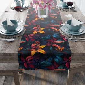 Watercolor Leaves Table Runner, Nature Inspired Table Decor, Dining Decor, Dining Table Accessory