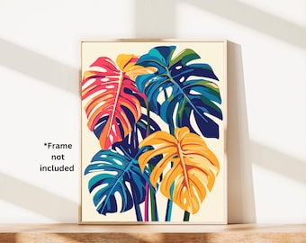 Póster de planta Monstera, impresión artística de pared de planta de interior