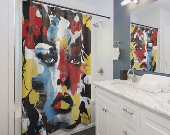 Retro Shower Curtain, Bathroom Decor
