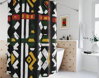 African Themed Shower Curtain | African Print Bathroom Decor, Unique Home Accessories, Africa Bath Curtain, Artistic Home