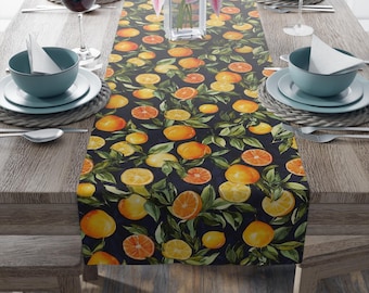 Camino de mesa de frutas cítricas, decoración de comedor