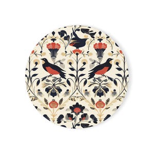 Egyptian Floral Drink Coaster, Round Coasters, Cork Coasters, Kitchen Decor, Home Accessories, Housewarming Gift