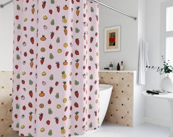 Tenda da doccia con frutta mista, decorazione per il bagno