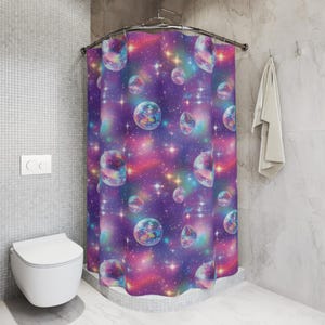Disco Balls Shower Curtain - Pastel Colors Bathroom Decor, Retro 70s Disco Lover Gift, Fun Home Decor, Vintage Inspired Bath Curtain