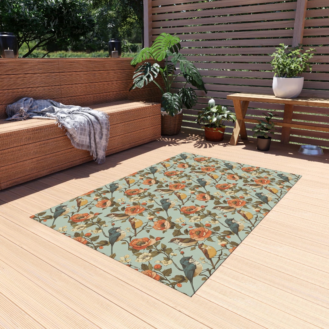 Cottage Core Birds Outdoor Rug, Garden Decor - Etsy