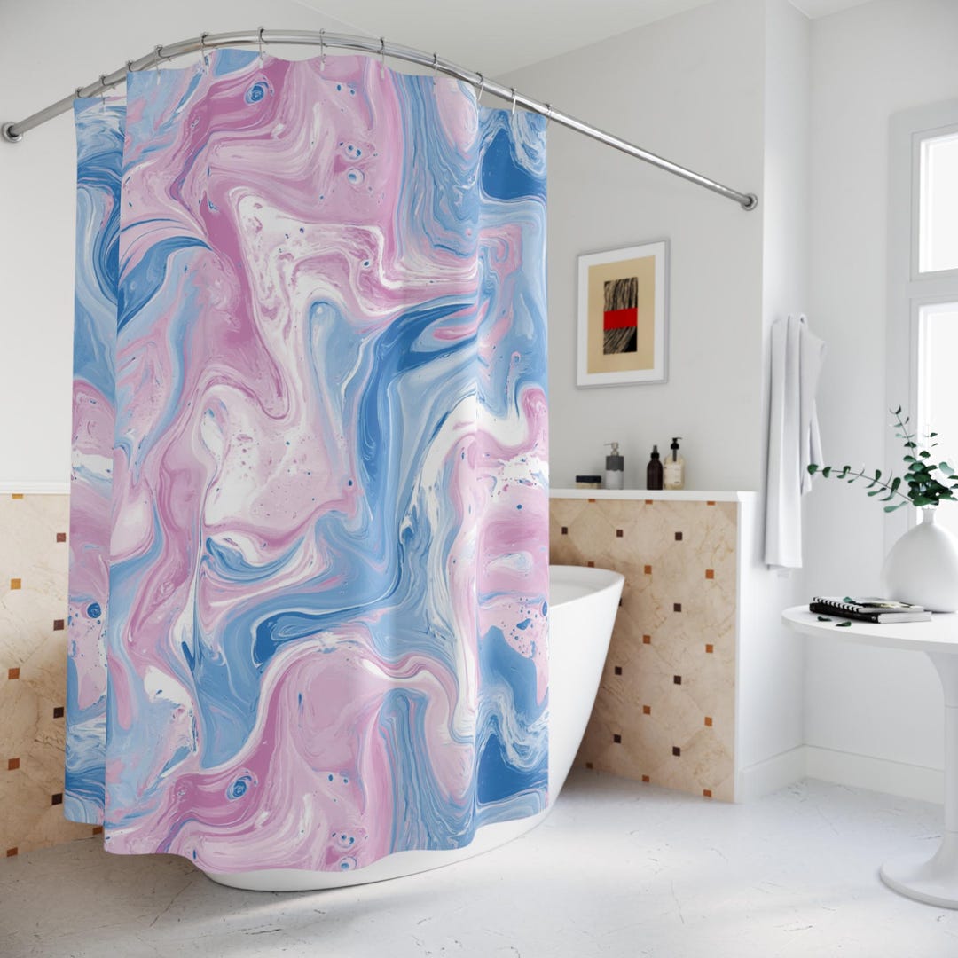 Pink And Blue Shower Curtainnull