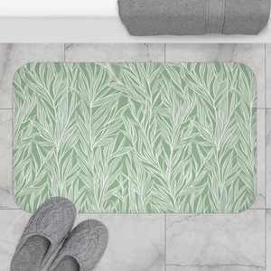 Green Bath Mat, Nature-Inspired Bathroom Rug, Shower Mat, Non-Slip Mat, Housewarming Gift