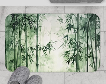 Bamboo Forest  Bath Mat, Non-Slip Shower Rug
