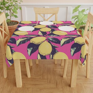Vintage Lemons Tablecloth, Kitchen Home Decor, Kitchen Table Cover, Dining Room Decoration, Housewarming Gift