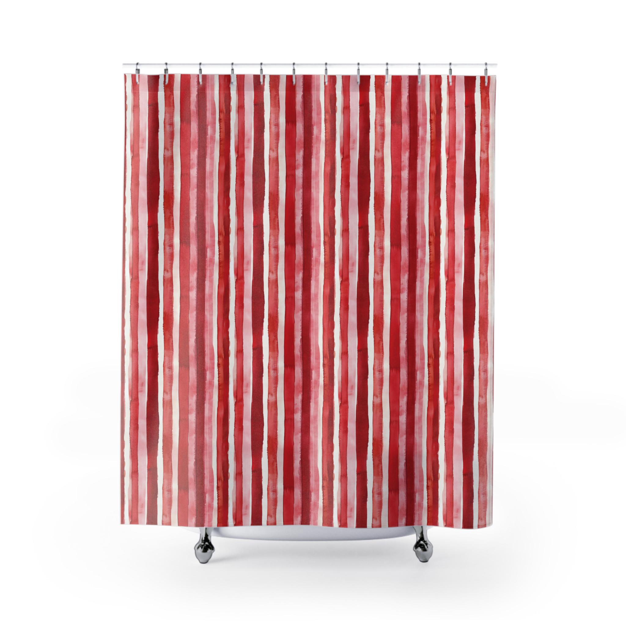 AAtter Tenda Doccia Ombre Rosso E Nero 60x72 - Get Naked - Tessuto Poliestere Con Ganci - Decorazione Moderna Per Bagno