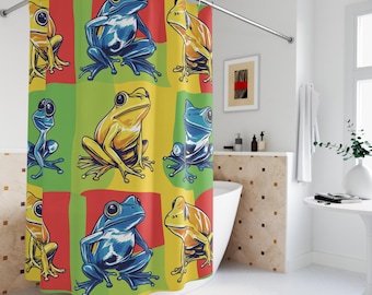 Frogs Shower Curtain, Pop Art Bathroom Decor