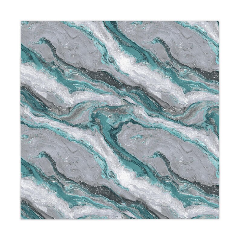 Gray and Teal Marble Tablecloth - Thumbnail 3
