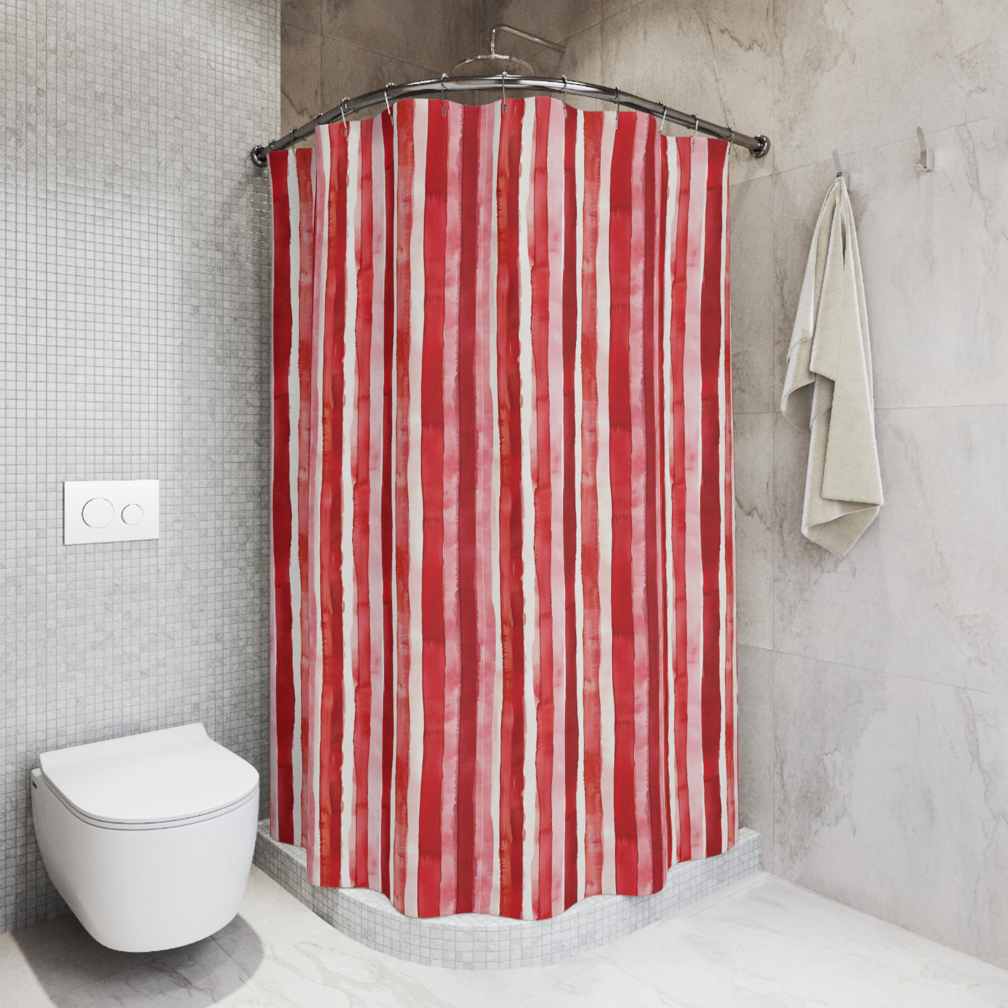 Tenda da doccia a righe arcobaleno pastello con linee sfumate