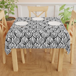 Kitchen Tablecloth, Black and White Kitchen Home Decor, Kitchen Table Cover, Dining Room Decoration, Housewarming Gift