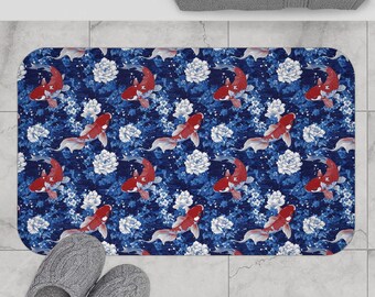 Japanese Koi Bath Mat, Non-Slip Shower Rug