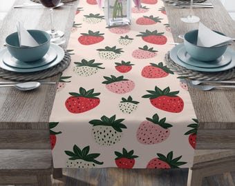 Strawberry Table Runner, Kitchen Linens