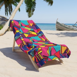 Serviette de plage des années 90, serviette d&#39;été vintage, accessoire de plage rétro, serviette de piscine