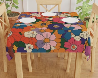 70's Tablecloth, Floral Dining Room Decor