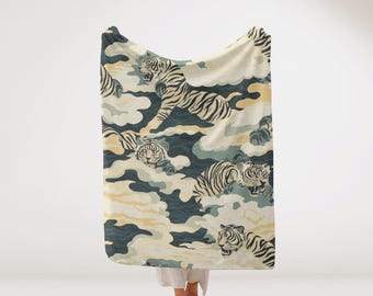 Manta de felpa de tigres japoneses, manta asiática