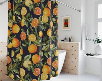 Tenda da doccia con agrumi, decorazione per il bagno