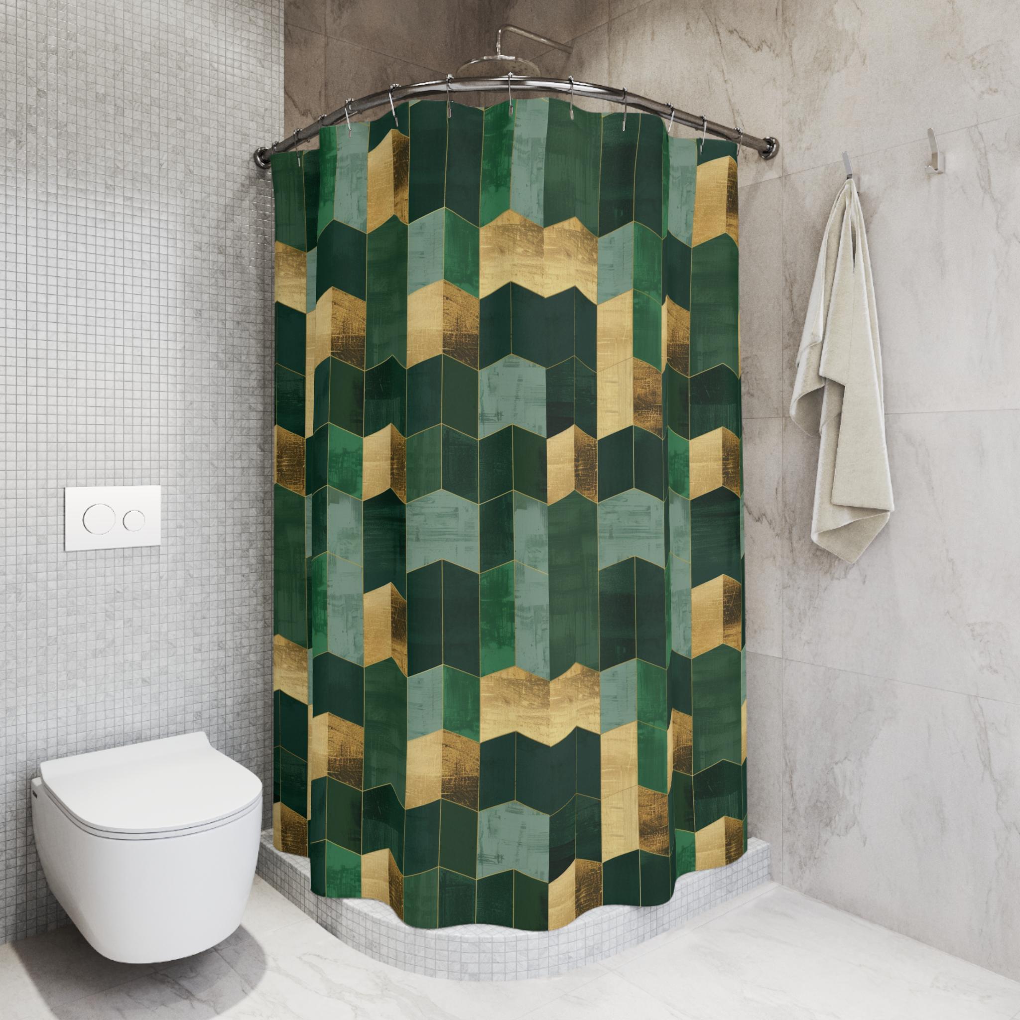 Green and Gold Emerald Shower Curtain, Bathroom Decor - Etsy