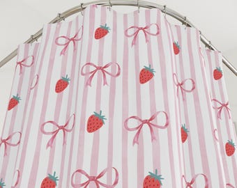 Cortina de ducha de fresa, decoración de baño