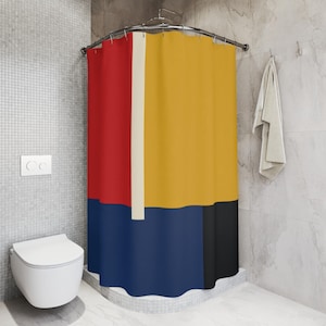 Mid Century Modern Shower Curtain - Retro Bathroom Decor, Vintage Pattern Bath Curtain, Geometric Bath Accessories, Housewarming Gift