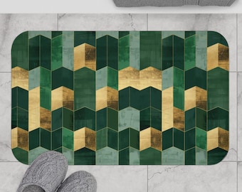 Tapis de bain vert et or émeraude, tapis de douche antidérapant