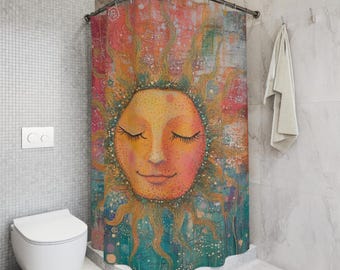 Sun Shower Curtain, Boho Bathroom Decor