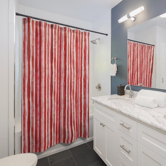 AAtter Tenda Doccia Ombre Rosso E Nero 60x72 - Get Naked - Tessuto Poliestere Con Ganci - Decorazione Moderna Per Bagno