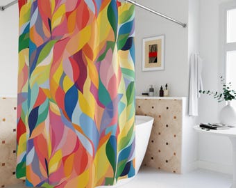 Rideau de douche abstrait coloré, décoration de salle de bain