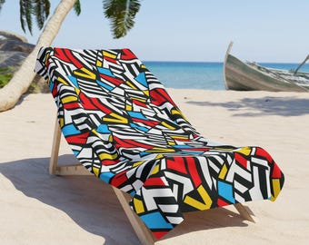 Retro Geometric Beach Towel