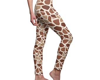 Giraffe Print Women's Leggings, Yoga Pants