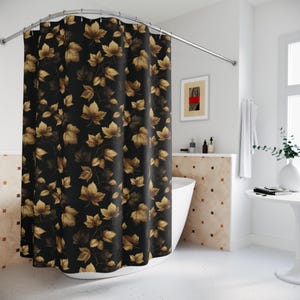Fall Leaves Shower Curtain, Cozy Bathroom Decor, Autumn Shower Curtain, Bath Curtain, Housewarming Gift