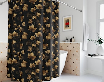 Herbst-Duschvorhang Mit Ahornblatt-Motiv – 178x178 Cm, Wasserdicht, Mit 12 Haken, Polyester