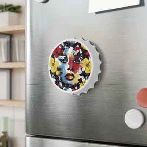 Floral Face Bottle Opener, Bar Tool, Kitchen Accessory, Barware, Gift for Him and Her, Housewarming Present
