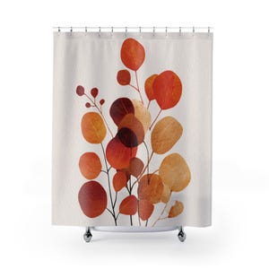 Fall Foliage Shower Curtain, Boho Bathroom Decor, Minimalist Shower Curtain, Bath Curtain, Housewarming Gift