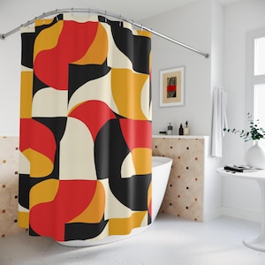 Pop Art Pattern Shower Curtain - Colorful Retro Bathroom Decor, Unique Home Accessories, Funky Bath Curtain, Pop Art Lovers, Trendy