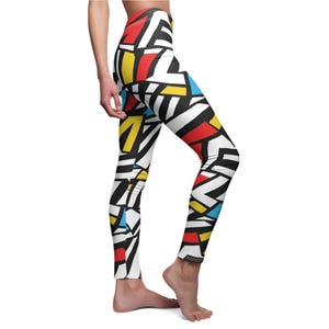 Retro Women&#39;s Leggings, Colorful Yoga Pants, Casual Wear, Workout Leggings, Athleisure, Gift for Her