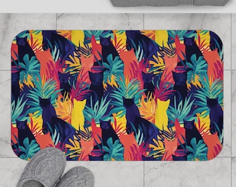 Tropical Cats Bath Mat, Non-Slip Shower Rug