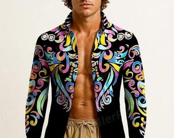 Hand-Drawn Batik Tulis Shirt: Psychedelic Hippie Art, Dobby Cotton