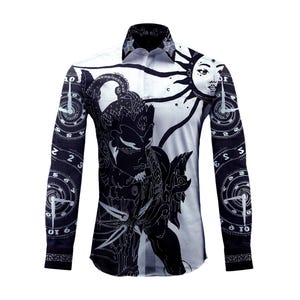 Wayang button-up shirt heren korte mouw button-down handgetekende kledingcitaten Hard Time Create Strong Man door G. Michael Hopf, uniek shirt
