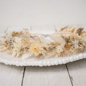 Cream & White Neutrals Dried Flower Crown Halo Wreath - Dried Naturals - Wedding - Bridal - Bridesmaid - Flower Girl - Hippie - Boho - Photo