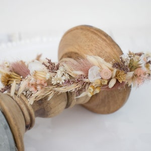 Spring 23 Pink and Mauve Dried Flower Crown Halo Wreath - Dried Naturals - Baby's Breath - Bridal - Wedding Flower Girl - Boho - Preserv