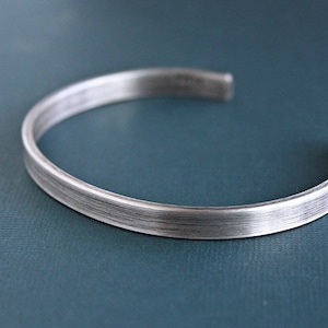 Mens Sterling Silver Bangle Cuff Bracelet, Oxidized