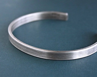 Mens Sterling Silver Bangle Cuff Bracelet, Oxidized