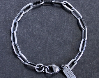 Mens Sterling Silver Paperclip Chain Bracelet